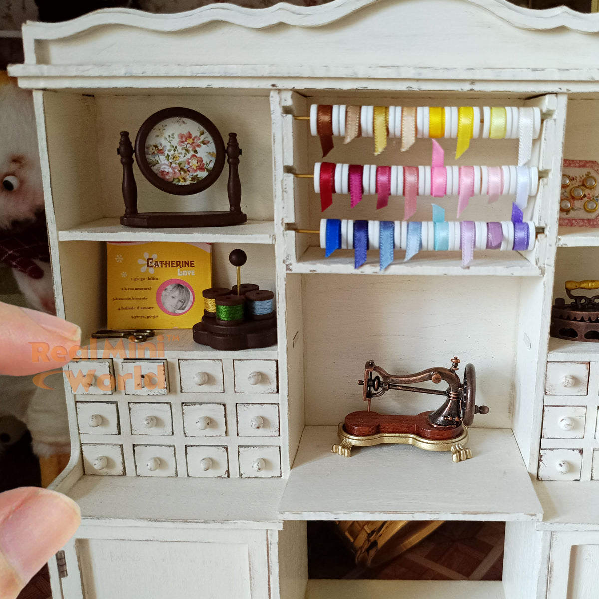 Miniature Vintage Style Sewing Shop Cabinet|Miniature Art & Craft