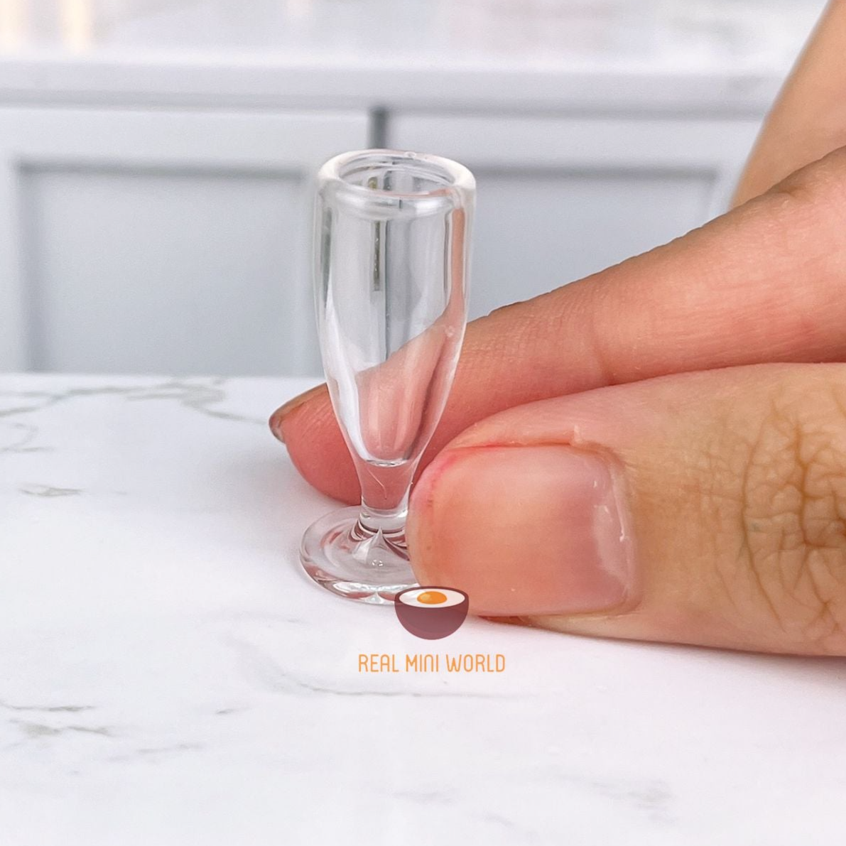 Miniature Flute Wine Glass 1:12 Scale | Mini Cooking Shop