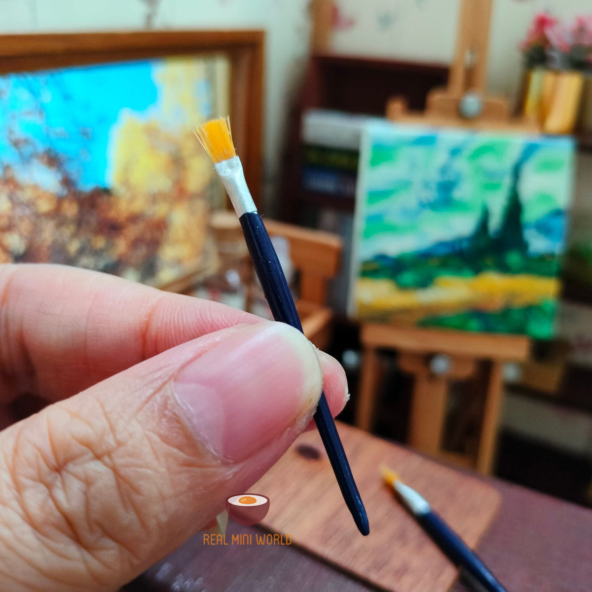 Miniature REAL Flat Painting brush  Functional Miniature Shop – Real Mini  World