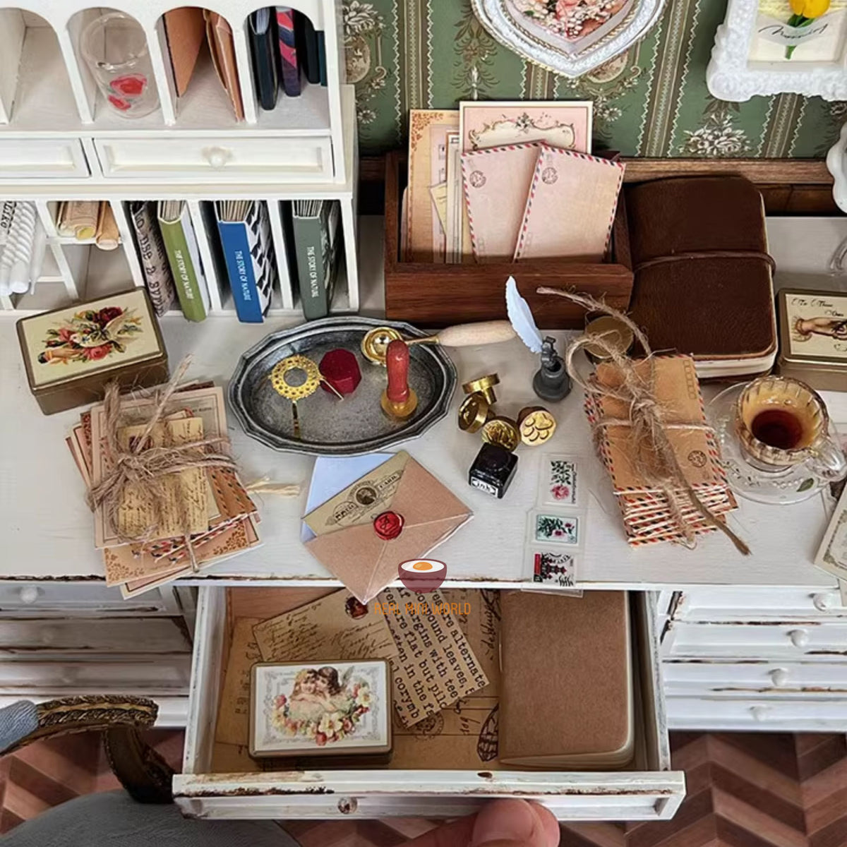 Miniature Vintage Flower & Hand REAL Box | Dollhouse Miniature