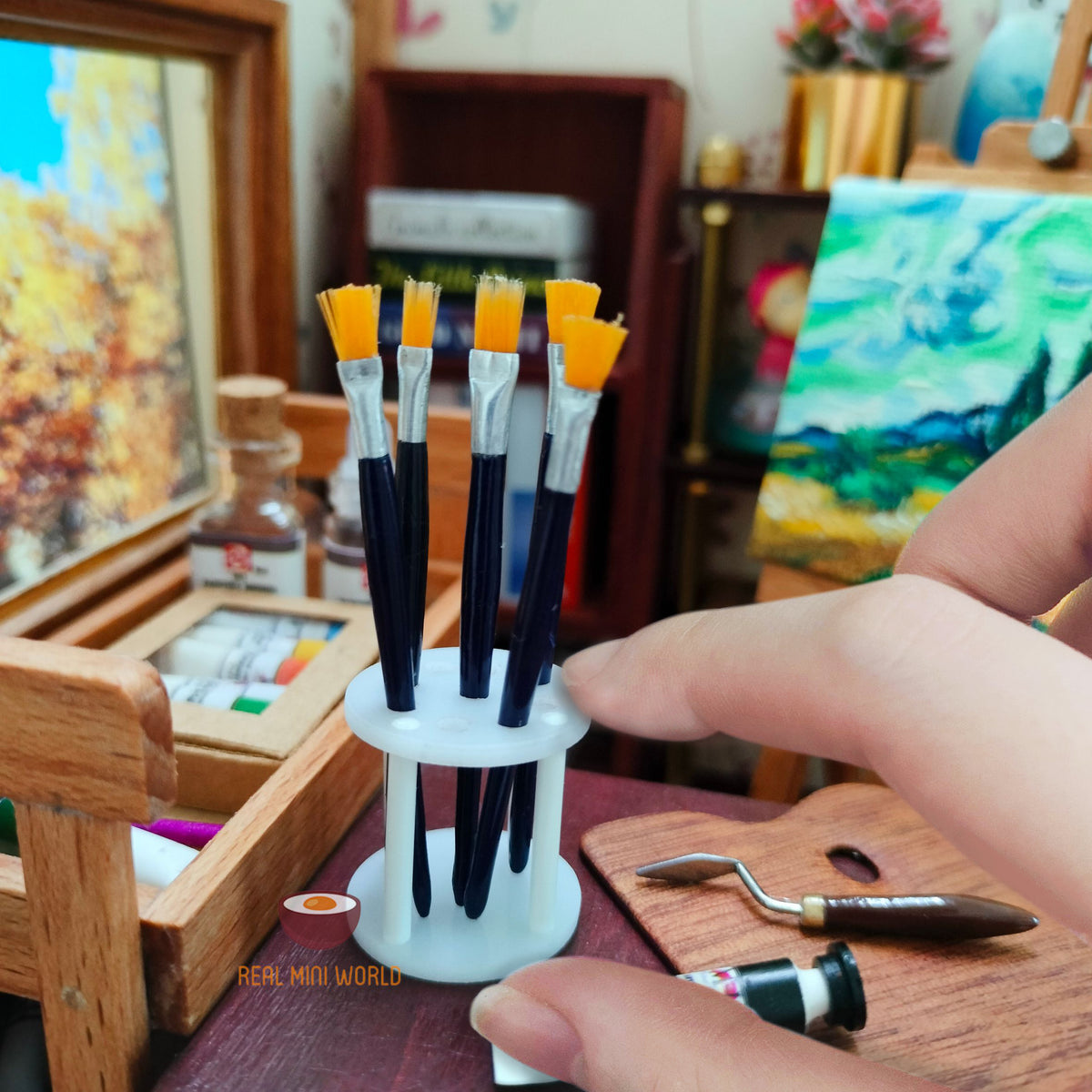 DIY Realistic Miniature Acrylic Paint & Paintbrushes 