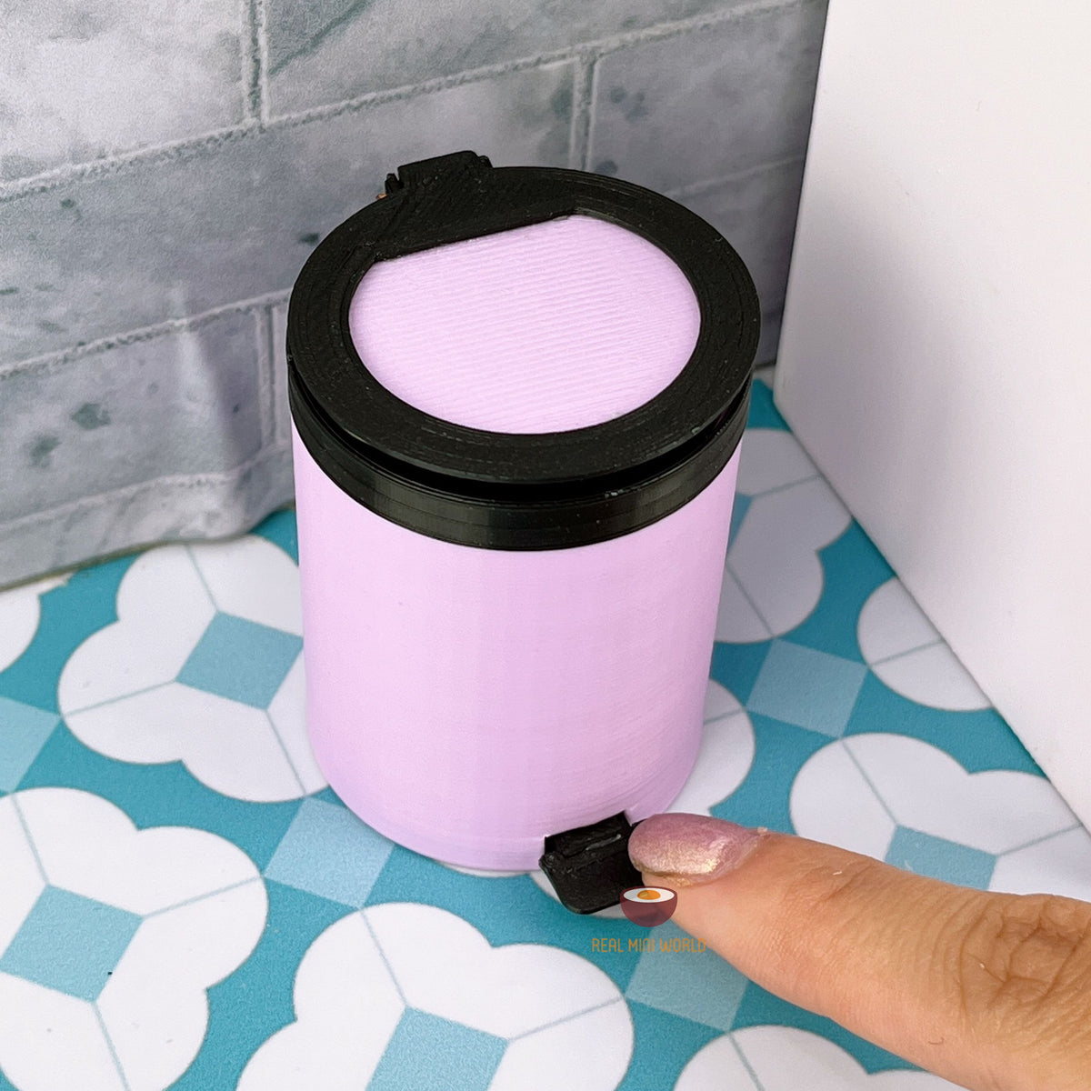 Miniature Real Trash Can in Pink | Miniature Cooking Shop - Real Mini World