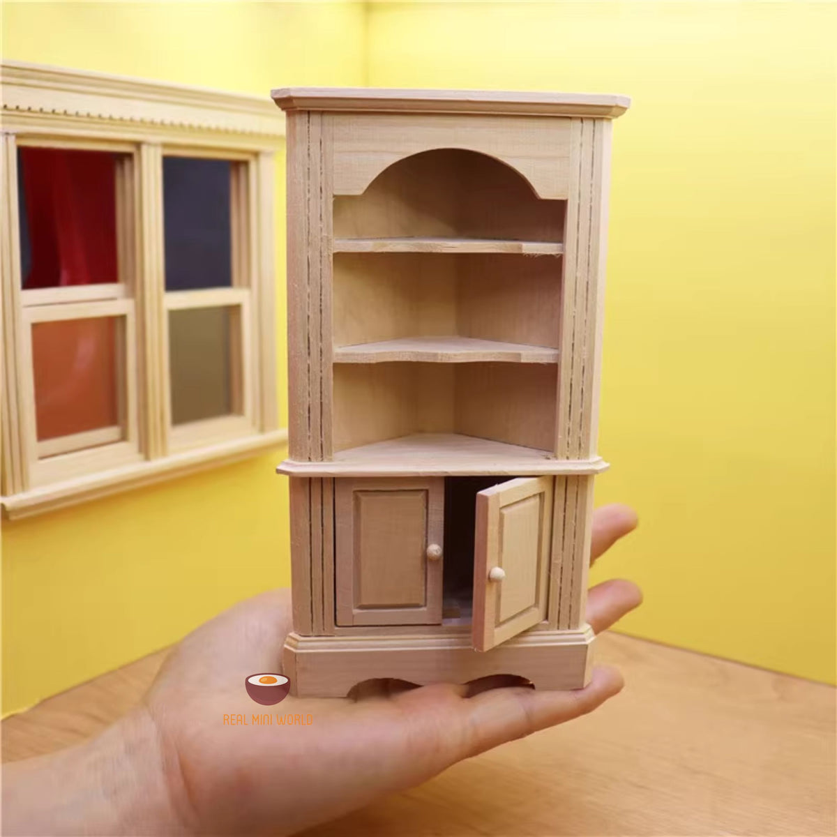 1:12 Miniature Kitchen Wooden Corner Cabinet | Tiny Cooking Shop – Real ...