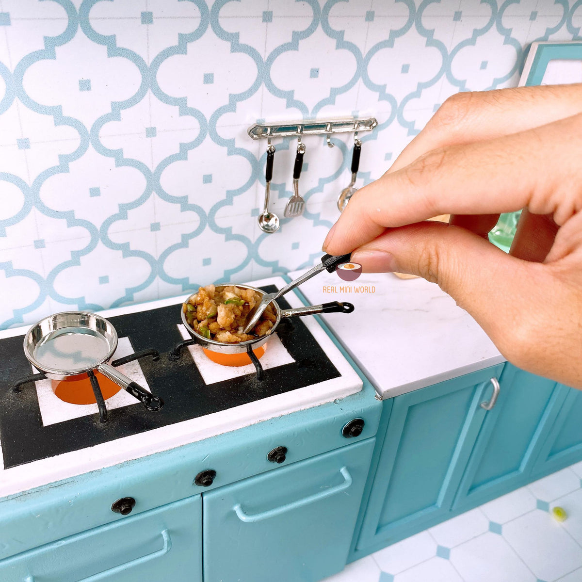 Juego de cocina REAL en miniatura PERSONALIZADO (incluye estufa, fregadero y gabinete reales)