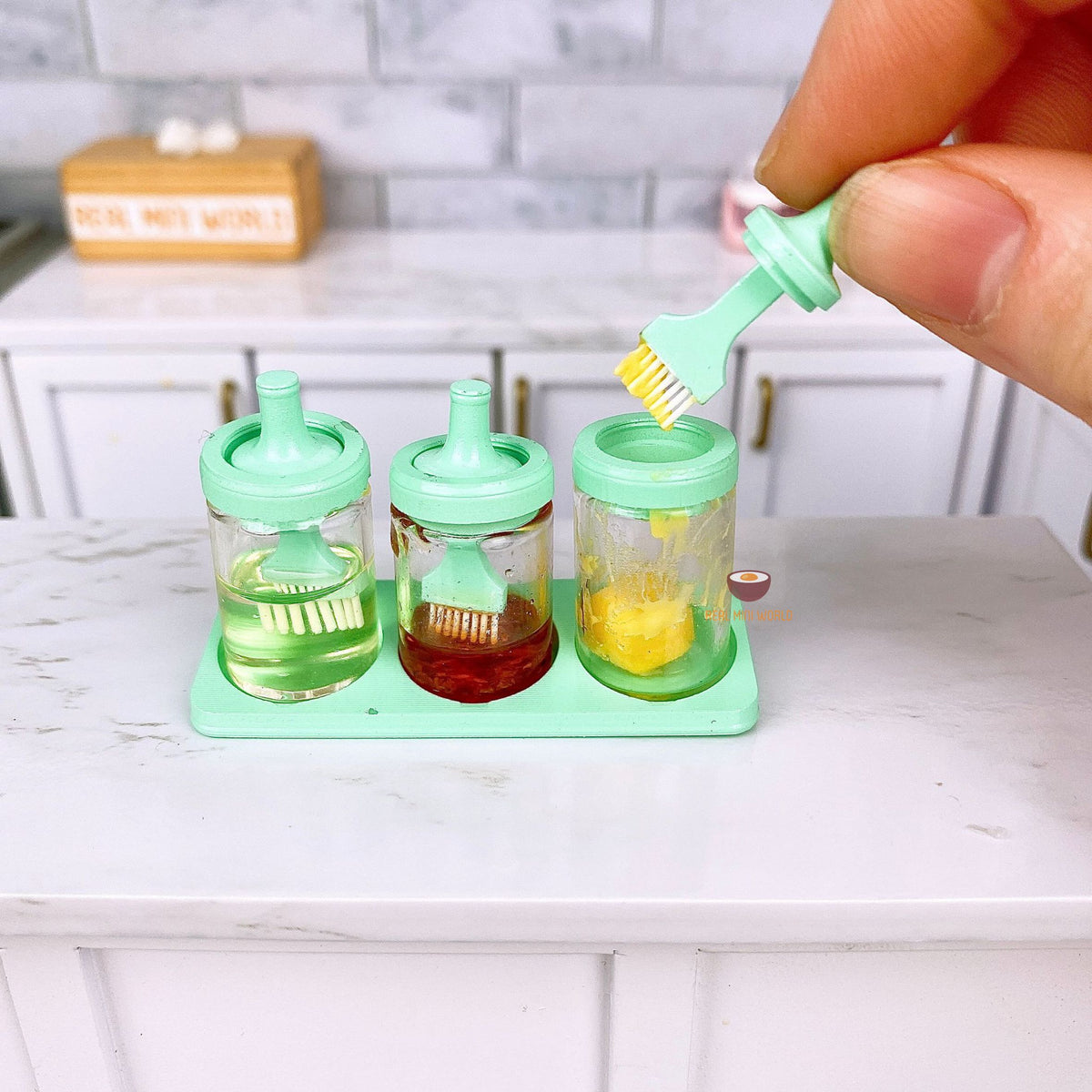 Miniature Seasoning Jar & Oil Brush Set ｜ Mini Cooking Shop Real Mini