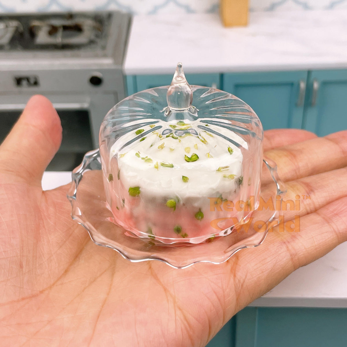 ミニチュアガラスケーキドーム＋プレートセット | タイニーベーキング 