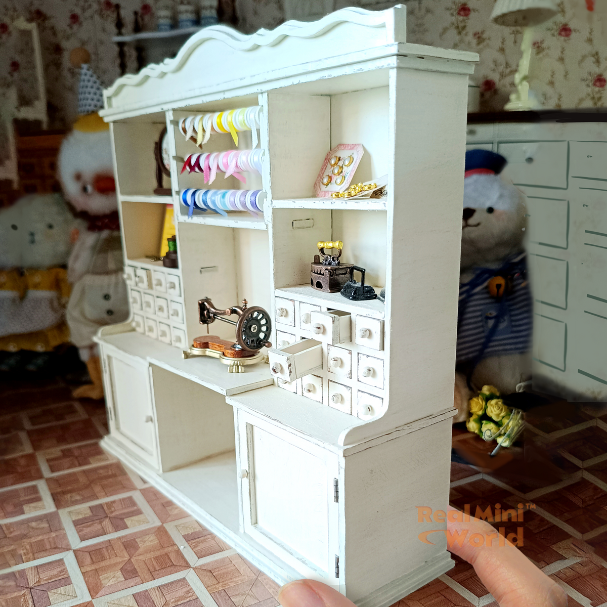 Miniature Vintage Style Sewing Shop Cabinet|Miniature Art & Craft