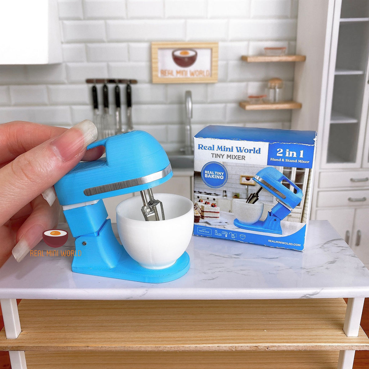 Miniature Baking Real Working 2in1 Hand & Stand Mixer Blue |Tiny Food