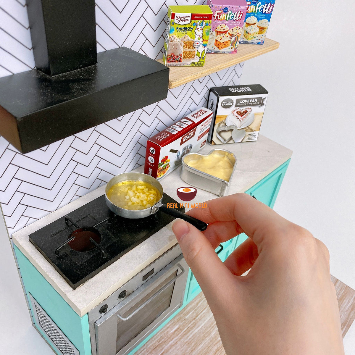 Red Miniature Kitchen REAL FOOD Cooking Tiny Cooking Set Mini Stove Working Miniature  Kitchen With Accessories 