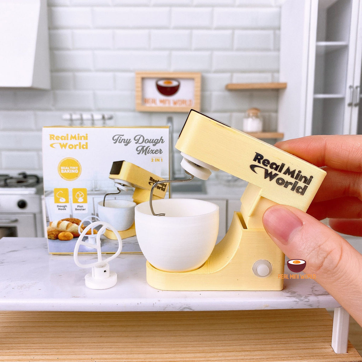 REAL Working Miniature 2in1 Hand & Stand Mixer Pastel Yellow