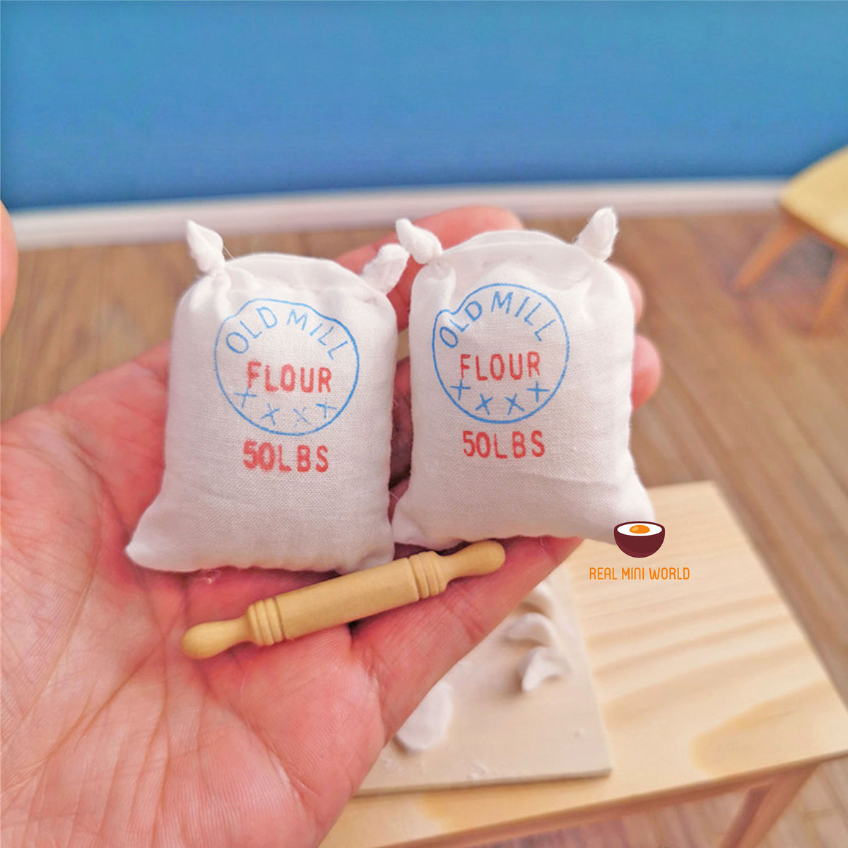 Miniature Baking Rolling Pin and Flour Sacks : Tiny Baking Set – Real Mini  World