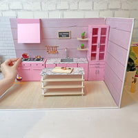 Custom Your Own Miniature kitchen set (include real stove, sink, furniture, and cookwares to cook real tiny food) miniature food
