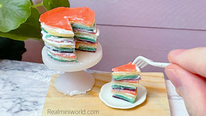 Tiny Food Recipe: Rainbow Crepe Cake | Miniature cooking at the mini kitchen