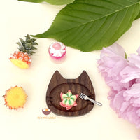 Miniature 1:12 Scale Wooden Kawaii Kitten Plate | Mini Cooking Shop