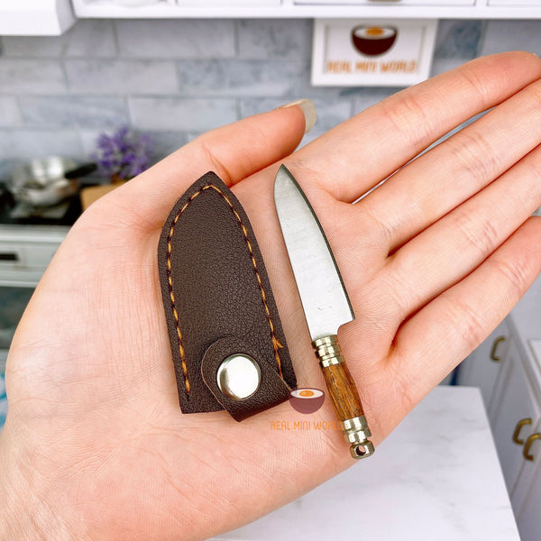 Miniature REAL Santoku Knife in Wooden Handle | Mini Cooking Shop