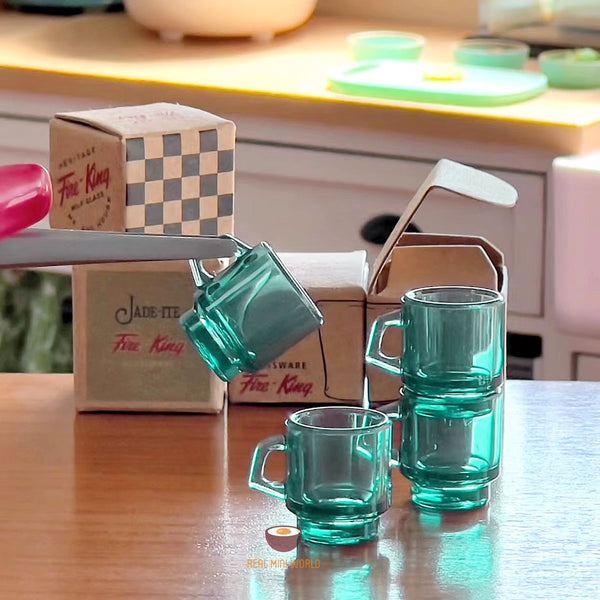 Miniature Collector Mug Set in Green Ocean | Mini Cooking Shop