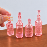 Miniature Wine Bottle Set in pink color| Miniature Kitchen Shop
