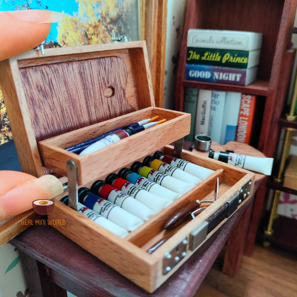 Miniature Wooden Artist Brush Box