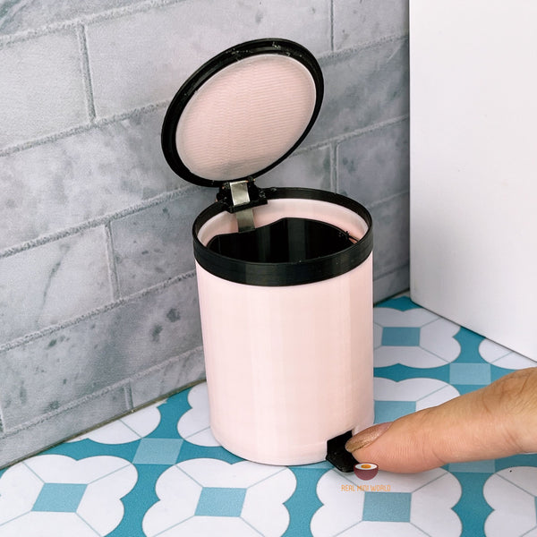 Miniature Real Trash Can in Pastel Pink