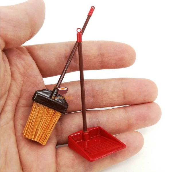 Miniature Real Broom & Shovel Set in blue | Mini Cooking ShopMiniature Real Broom & Shovel Set in red | Mini Cooking Shop