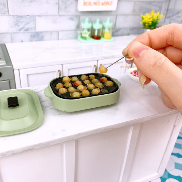 Miniature REAL Takoyaki Maker in Sage Green | Mini Cooking Shop