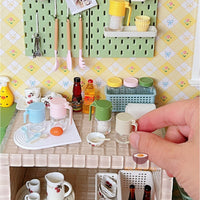 Miniature Kitchen Organizer (sauce bottle / basket) | Mini food cooking shop