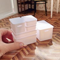 Miniature REAL Storage Box Set in white | Miniature Dollhouse Shop