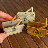 Miniature 1:6 Shabby Chic Solid Wood Basket | Dollhouse Miniature Shop