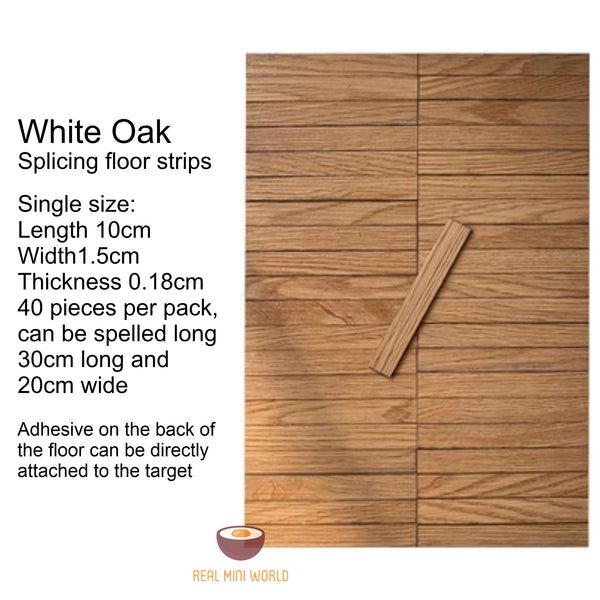 Dollhouse Miniature Floor Transition Strip Set vinyl white oak wood| Real Mini World
