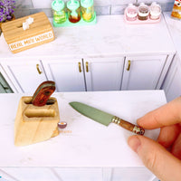 Miniature REAL Santoku Knife in Wooden Handle | Mini Cooking Shop