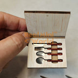 Miniature Stainless Steel Spoon Fork Knife  with wood handle | Mini Cooking Shop