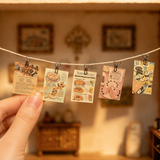 Miniature Photo String with Clips & Posters | Dollhouse Miniature Shop