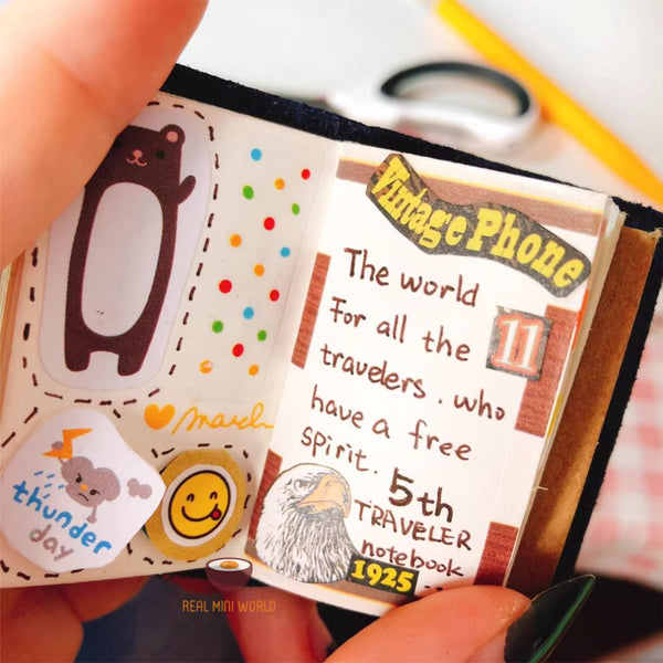 Mini Writing Journal Miniature Leather Journal : can be written | Real Mini World