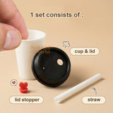 Stackable Miniature Real Functioning Cup Set with Lid & Straw – Tiny Functional Drinkware Miniature