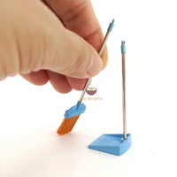 Miniature Real Broom & Shovel Set in blue | Mini Cooking Shop
