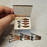 Miniature Stainless Steel Spoon Fork Knife  with wood handle | Mini Cooking Shop