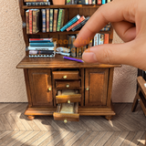 Miniature Wooden Bookshelf with Books | Handmade Miniature Store