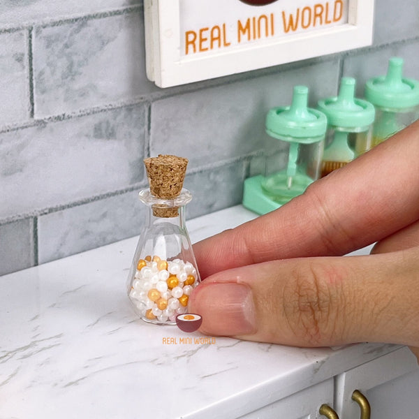 Miniature Esthetic Glass Spice Bottle with Cork | Mini Cooking Store