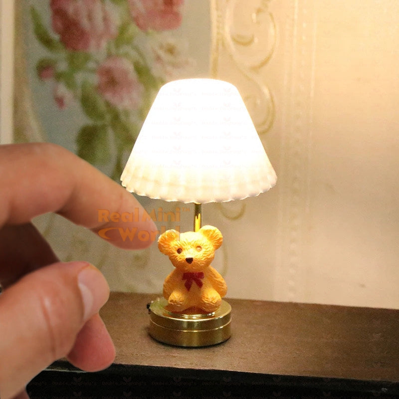 ミニチュア本物テディベアのデスクランプ | ドールハウス ミニチュア