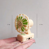 Miniature REAL Working Two-Toned Electric Fan Yellow | Functioning Miniature Shop