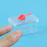 Miniature Transparent Container + rose pink Scoop Set | Tiny Food Cooking Shop