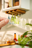 Miniature Artisan Wooden Wine Glass Rack | Mini Food Cooking Shop
