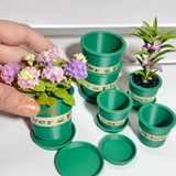 Miniature Green Flower Pot with Saucer | Dollhouse Miniature Shop