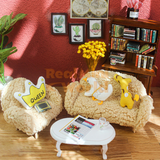 Dollhouse Miniature Fluffy Sofa & Pillow Collection | Miniature Shop