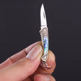 Miniature Handmade Shell Tiny Craft Folding Knife | Mini Cooking Shop