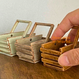 Miniature 1:6 Shabby Chic Solid Wood Basket | Dollhouse Miniature Shop