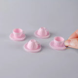 Miniature 1:6 Scale Coffee Cup & Plate Set of 4 in pink | Mini Cooking Shop