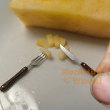 Miniature Stainless Steel Spoon Fork Knife  with wood handle | Mini Cooking Shop