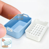 Miniature Kitchen Fruit & Vegetable Washing Basket Blue| Mini Cooking Shop