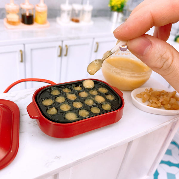 Miniature REAL Takoyaki Maker in Red | Mini Cooking Shop